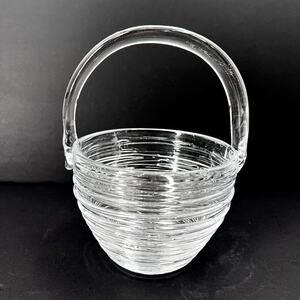 Simon Pearce Echo Lake Blown Glass Decorative Basket 6.5" x 8.5"